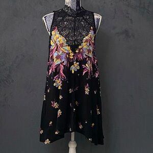 Free People Intimately Marsha Mini Slip Dress Womens S Trapeze Floral Lace Boho